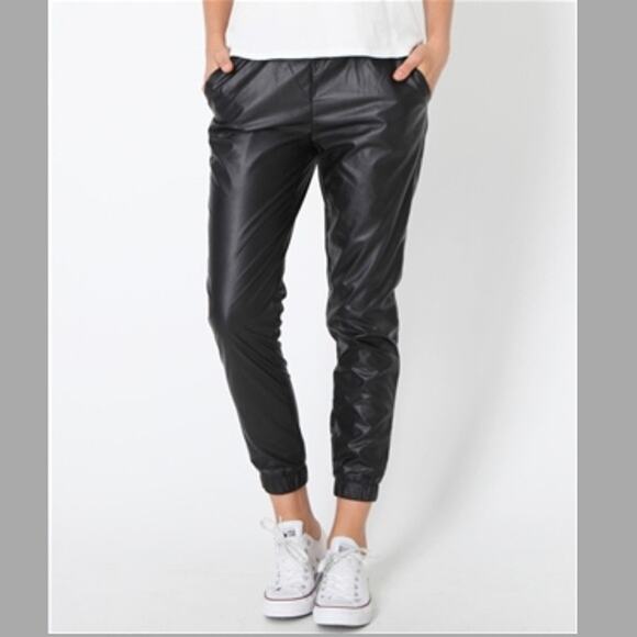 Vegan Leather Jogger Pants by VIBRANT M.I.U Size Medium Black - Picture 9 of 9